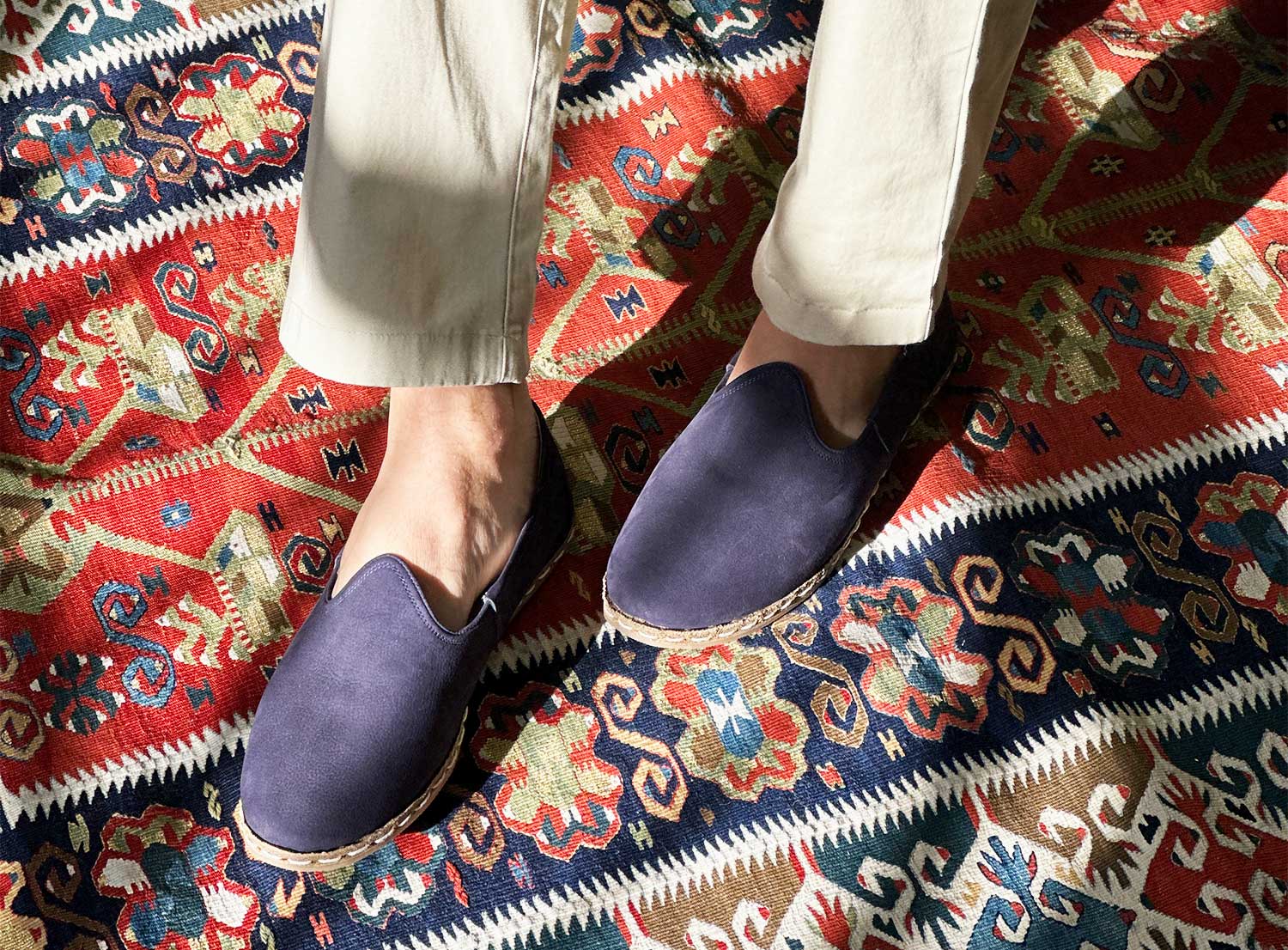 Navy Blue Leather Loafers